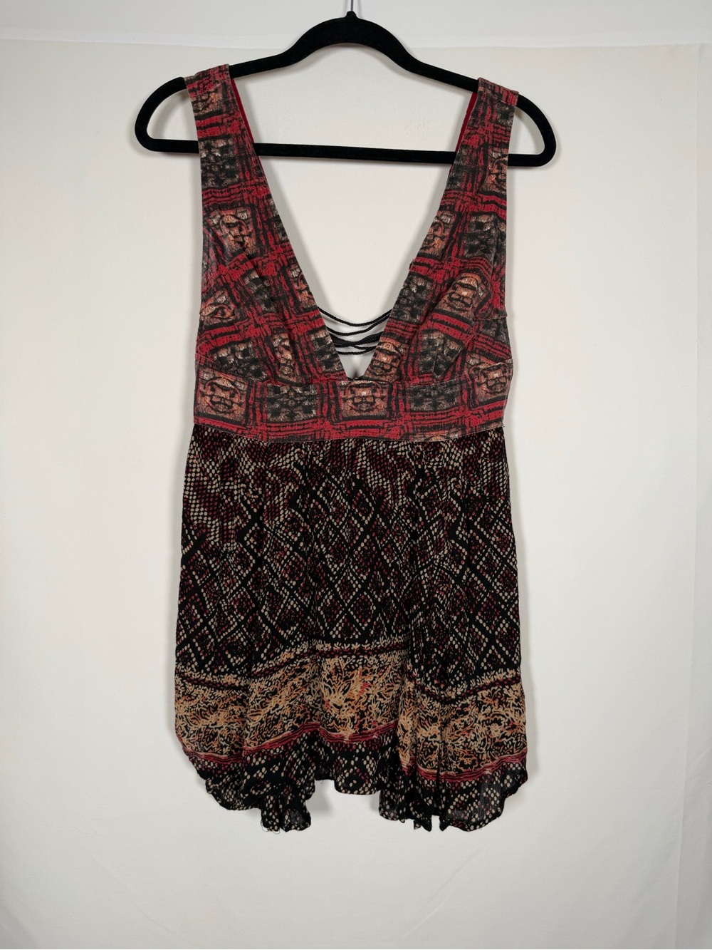 Free People Printed Cotton Noyale Heat Wave Summer‎ Tunic Dress in Summer Red